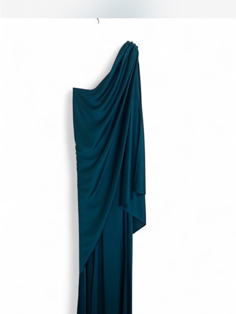 VINTAGE 70s New Leaf One-Shoulder Draped Pantsuit in Teal